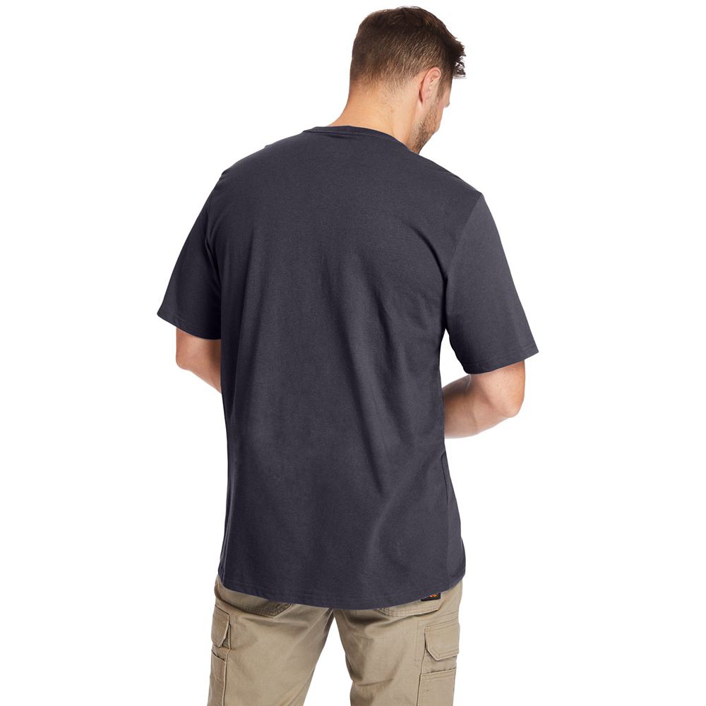 Camisetas Timberland Argentina Hombre - Pro® Big & Tall Base Plate Short-Sleeve - Azul Marino - YXOQ